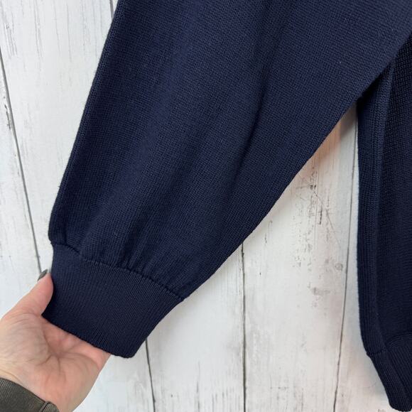 VTG Norm Thompson Dark Navy Geometric Wool-Blend Sweater Canada Size XL - Picture 2 of 11